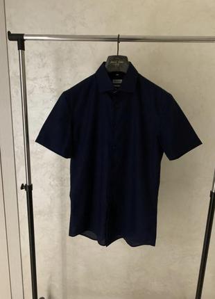 Новая рубашка на короткий рукав темно синяя seidensticker оригинал