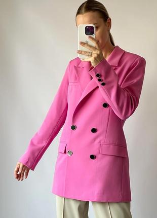 Пиджак жакет приталенный розовый4 фото