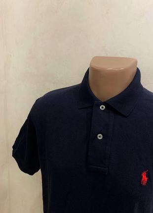 Мужское поло polo ralph lauren темно синее футболка базовая с воротником3 фото