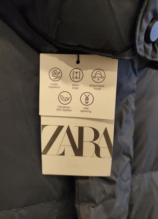 Длинная куртка пуховик zara водоотталкивающий, унисекс4 фото