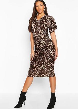 Платье миди плиссе в леопардовый принт3 фото
