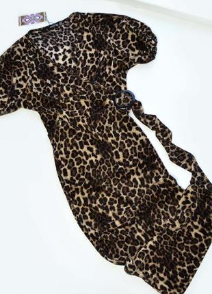 Платье миди плиссе в леопардовый принт4 фото