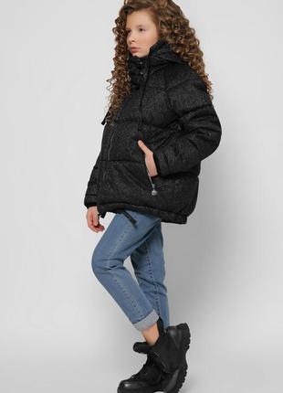 Куртка зимняя детская, со съемным капюшоном, для девочки, черная3 фото