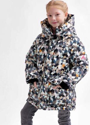 Куртка зимняя детская, пуховик детский, подростковый, с капюшоном, с поясом, для девочки мультиколор6 фото