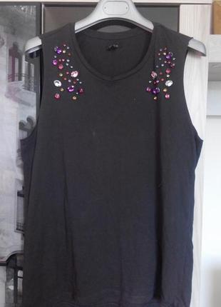 Котонова майка з камінчиками;  zara;  m /l