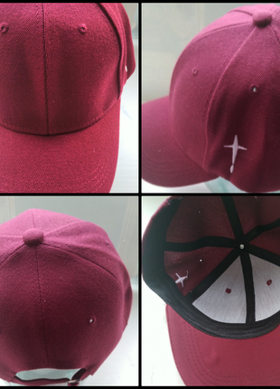 Бейсболка кепка коттоновая бордового и черного цвета 55-60 г.&nbsp;унисекс6 фото