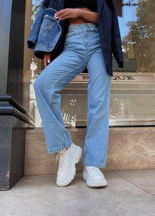 Женские весенние джинсы трубы-палаццо размеры xs-m6 фото