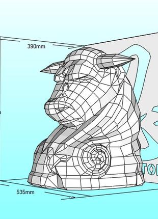 Paperkhan 3d конструктор з картону бюст бика буйвола полігональна скульптура інтер'єрна лоу-полі 53 см + подарунок