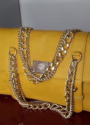 Mondo желтая кожаная сумка сумочка клатч кросс-боди1 фото