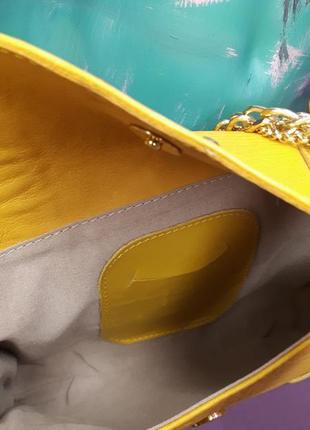 Mondo желтая кожаная сумка сумочка клатч кросс-боди8 фото