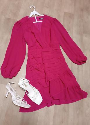 Розовое платье с пышными рукавами missguided5 фото