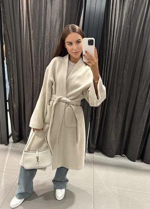 Новое пальто zara manteco xs/s шерсть