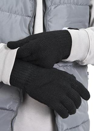 Рукавички чоловічі акрилові з начосом чорного кольору 170939l