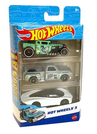 Подарунковий набір з 3-х базових машинок hot wheels хот віллс  1:64 метал (k5904)