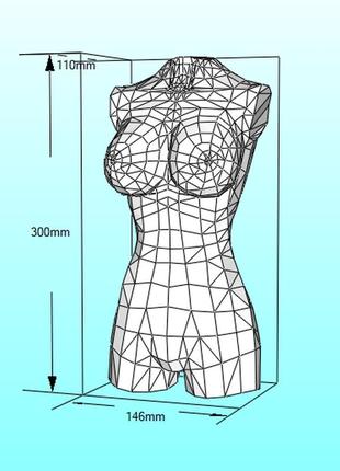 Paperkhan 3d конструктор из картона торс женщины полигональная скульптура интерьерная лоу-поли 30 см + подарок