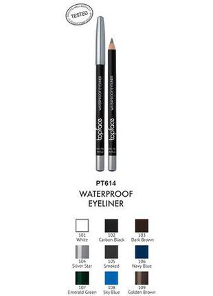 Водостойкий карандаш для глаз topface waterproof eyeliner 103,104,105,107,1091 фото