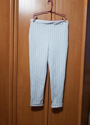 Крутые стильные штаны, стрейчевые серые брюки в белую полоску, штаны8 фото