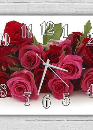 Подарунковий годинник картина настінний троянди на ювілей 30х60 см1 фото