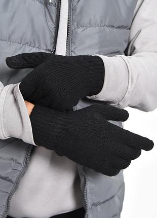 Рукавички чоловічі сенсорні акрилові з начосом чорного кольору 170931l