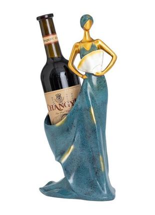 Статуетка. тримач для пляшки вина "дама в синій сукні".2 фото