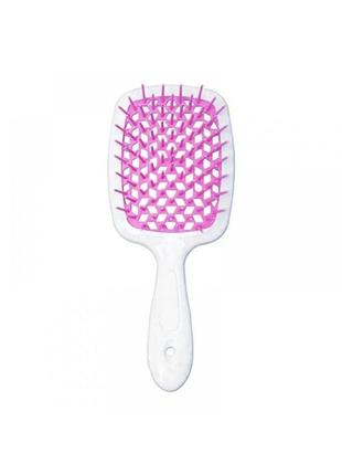 Janeke продувная широкая расческа для укладки волос и сушки феном superbrush plus hollow comb (белая с