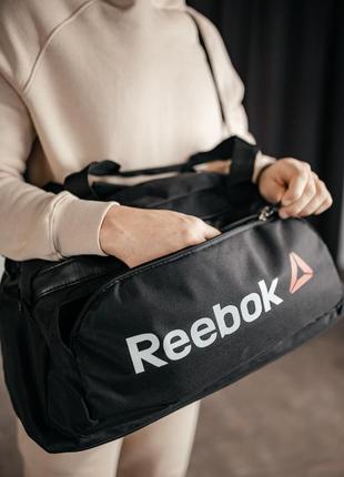 Велика чоловіча сумка reebok дорожня з ременем на плече щільна оксфорд 1000d в зал спортивна для тренувань рібок вмістка