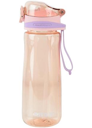 Бутылочка для воды с трубочкой kite k22-419-01, 600 мл, розовая