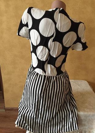Стильное платье в горошек в полоску сарафан миди отрезной в талии2 фото