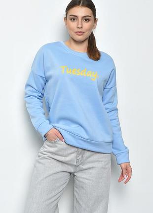 Батник жіночий на флісі блакитного кольору з написом 168776l