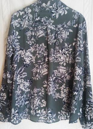 Интересная блуза рубашка цвета оливы из 100% шелка!4 фото