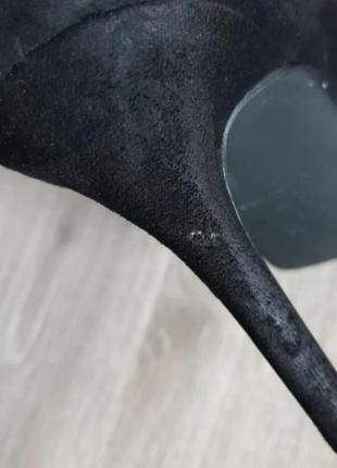 Лтуфлі човника під замш на високих підборах чорні/бордові 38-38.5 р.6 фото