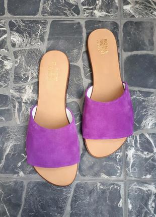 Замшевые шлёпанцы фиолет р34-42 сандалии шлепки тапки сланцы тапочки шльопанці сандалі2 фото