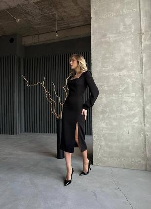 Сукня жіноча чорна довга (міді)