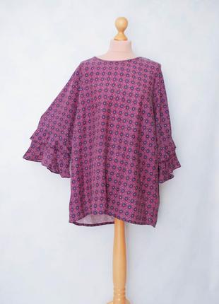 Батал блуза сорочка з коротким рукавом і рюшами блуза сорочка