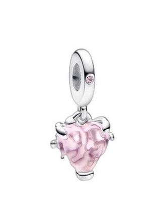 Срібний шарм намистина намистина-підвіска для браслету пандора pandora нова з біркою та пробою s925 срібло 925 проби родинне дерево рожеве серце