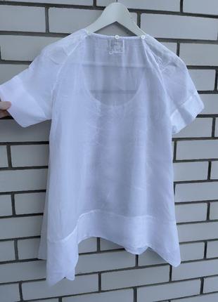 Біла асиметрична блузка, сорочка з вишивкою бавовна diesel4 фото