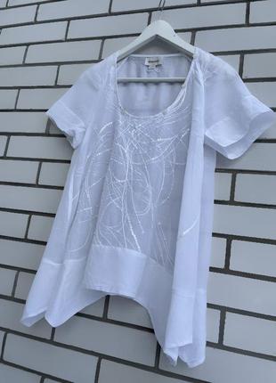 Біла асиметрична блузка, сорочка з вишивкою бавовна diesel5 фото