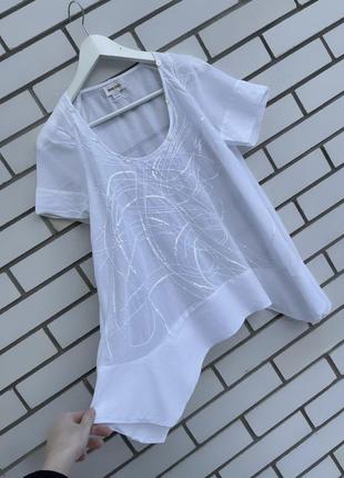 Біла асиметрична блузка, сорочка з вишивкою бавовна diesel7 фото