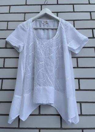 Біла асиметрична блузка, сорочка з вишивкою бавовна diesel8 фото