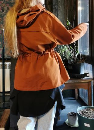 Ветровка куртка primark коттон хлопок с накладными карманами капюшон батал большого размера5 фото