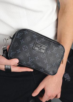 Женский клатч louis vuitton чорний, луи витон стильный брендовый сумка мужская для денег, кошелек