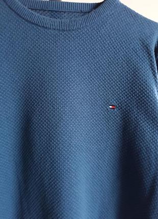 Синий хлопковый легкий свитер3 фото