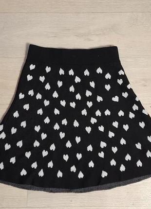 Черная короткая юбка с белыми сердечками george3 фото