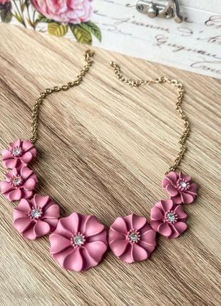 H&amp;m pink flower necklace розовое цветочное ожерелье, ожерелье с цветами.