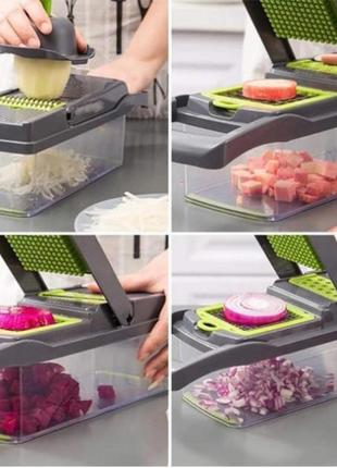 Овочерізка-подрібнювач veggie slicer 14 в 1 ситечко для яєць та ніж для очищення овочів3 фото