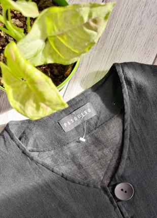 Дизайнерский льняной топ рубашка блуза черная8 фото