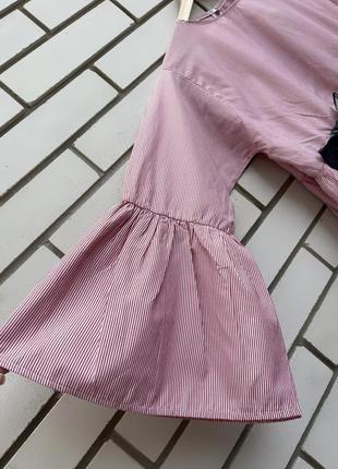 Смугаста рожева блузка з бантиками та широкими рукавами, бавовна babyle4 фото