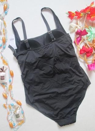 Шикарный черный слитный купальник батал с поясом и драпировкой f&f 04/24 💝🌷💝4 фото