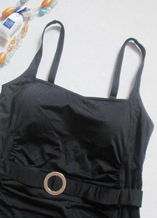 Шикарный черный слитный купальник батал с поясом и драпировкой f&f 04/24 💝🌷💝3 фото