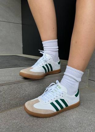 Кроссовки adidas samba white green3 фото